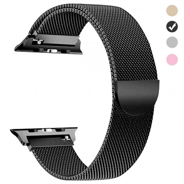 Wholesale Premium Color Stainless Steel Magnetic Milanese Loop Strap Wristband for Apple Watch Series 9/8/7/6/5/4/3/2/1/SE - 41MM/40MM/38MM (Black)